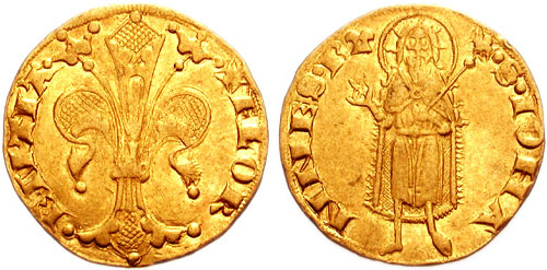 Gold florin (fiorino) of the Republic of Florence, 1347, the coin of the Florentine banking era