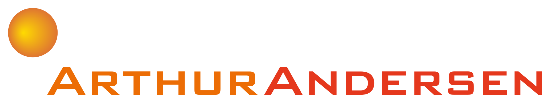 The Arthur Andersen wordmark, the accounting firm that collapsed with Enron in 2002.
