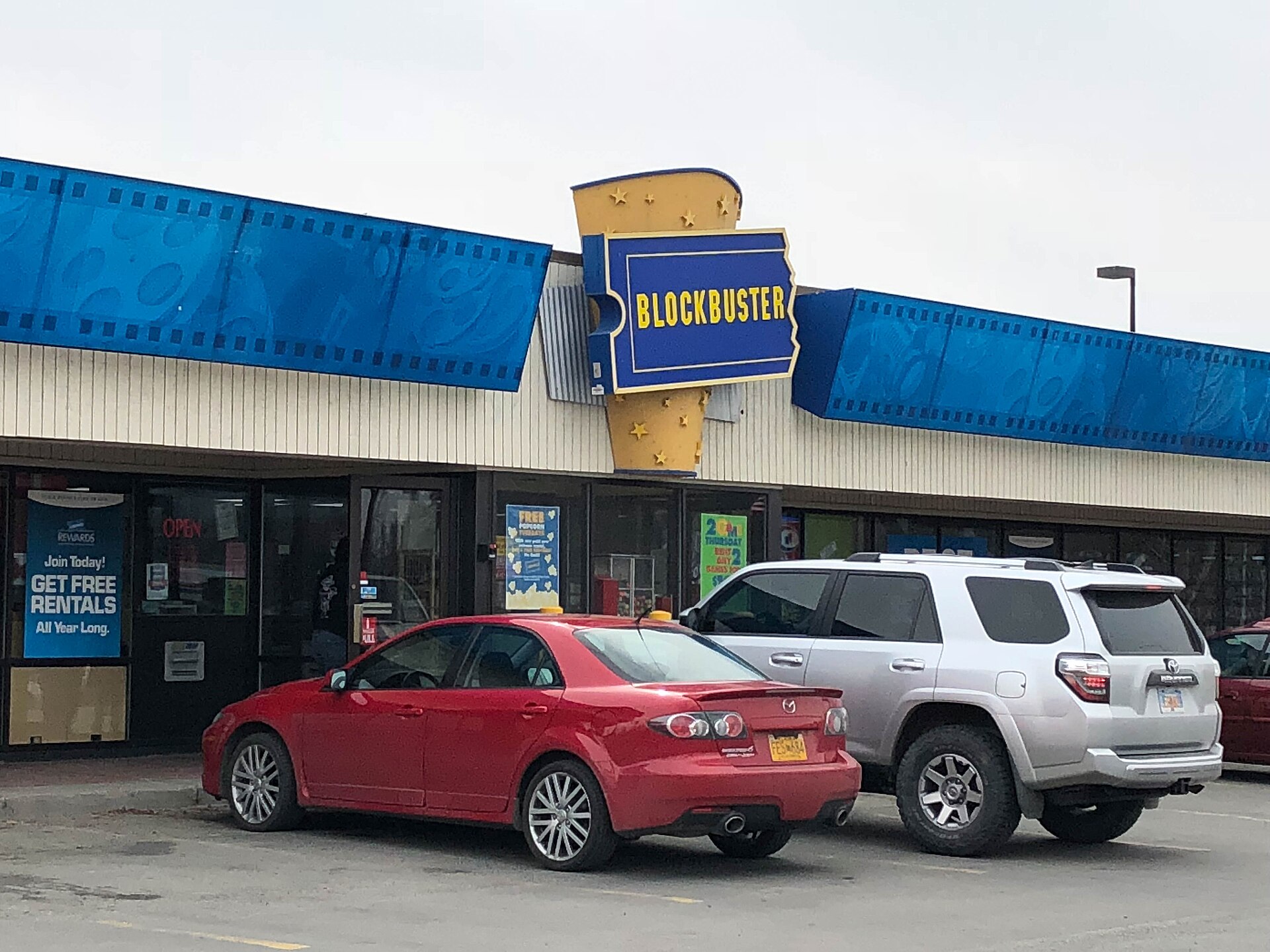 A Blockbuster Video storefront in Anchorage, Alaska