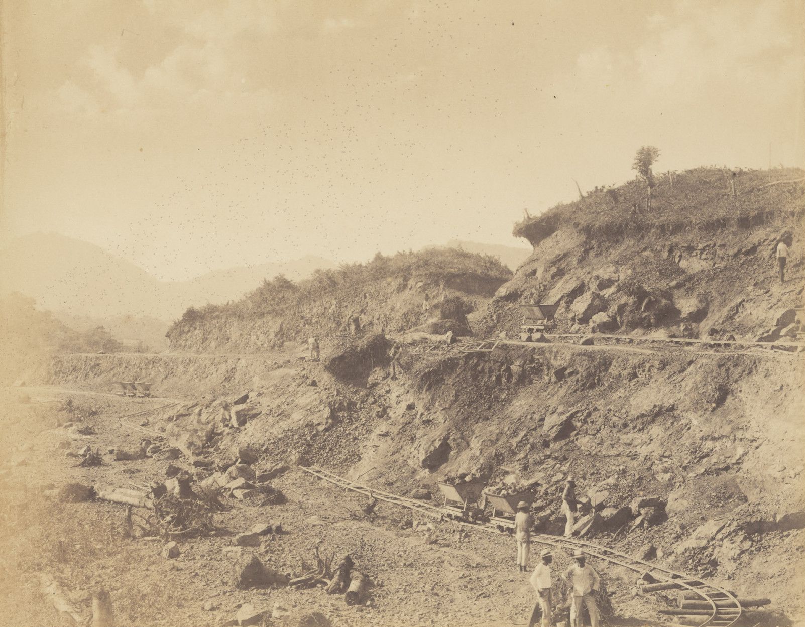 Workers inside the cut during the French construction of the Panama Canal, 1886