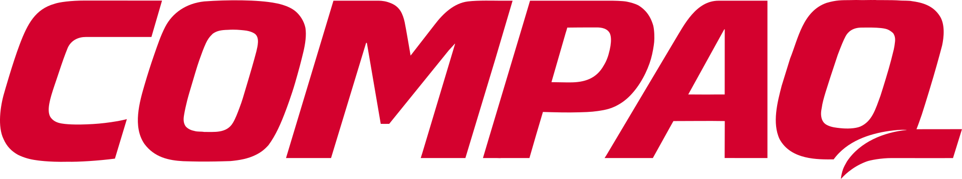 The 1993 Compaq logo with its red arc and blue wordmark.
