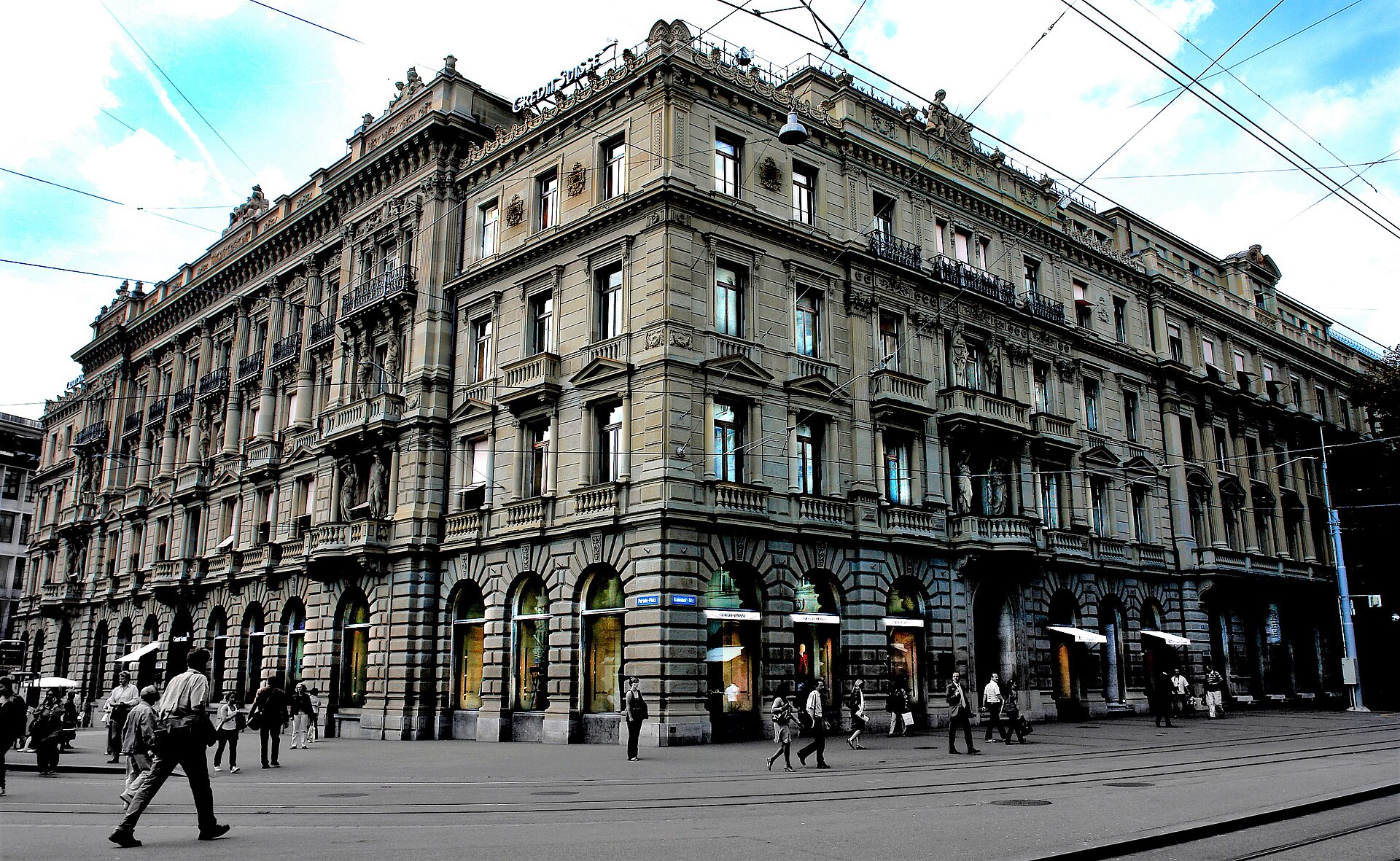 The Credit Suisse headquarters building on Paradeplatz in Zurich, Switzerland, the bank's home address since the 19th century
