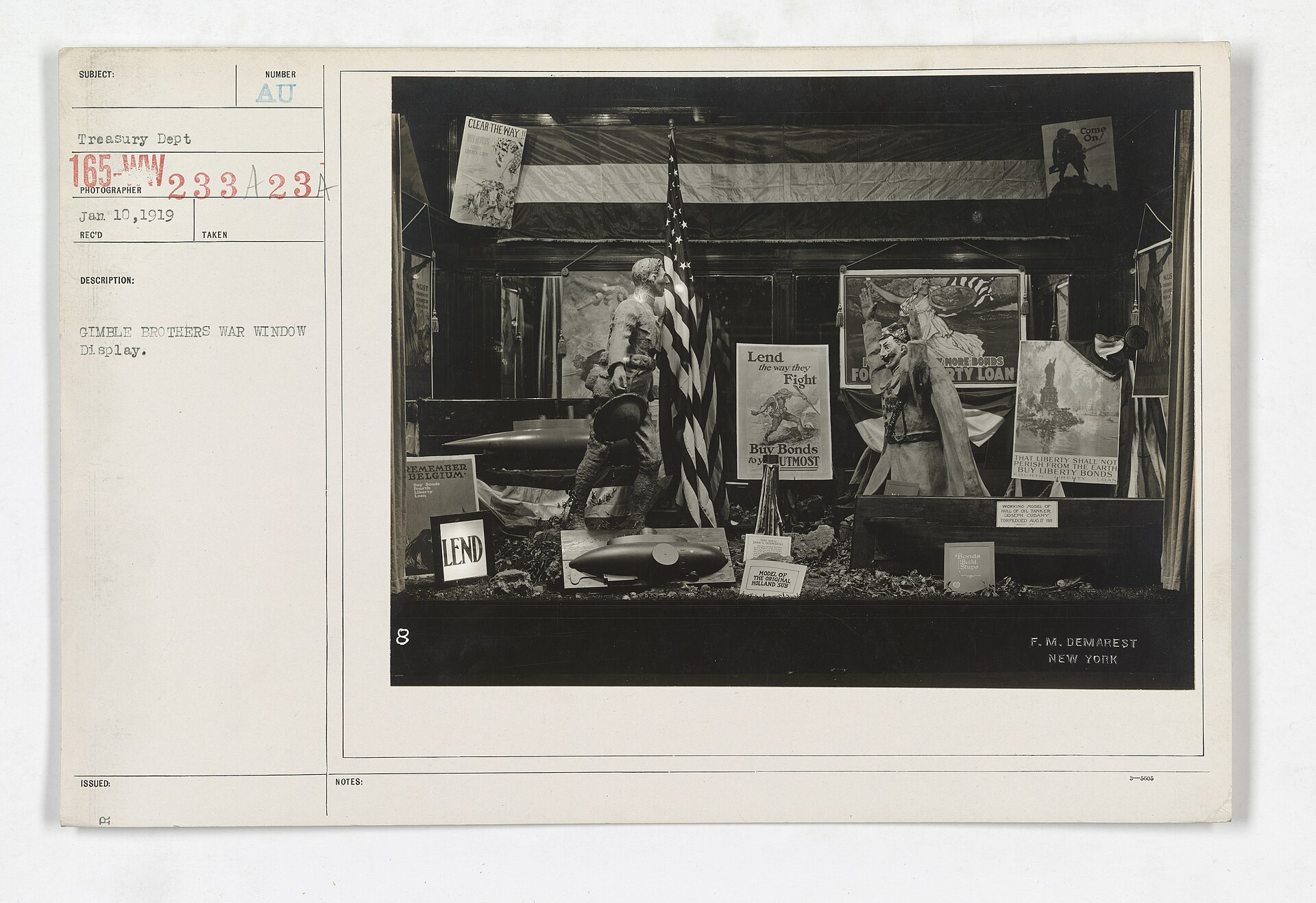Gimbel Brothers store window display promoting Liberty Bonds during World War I
