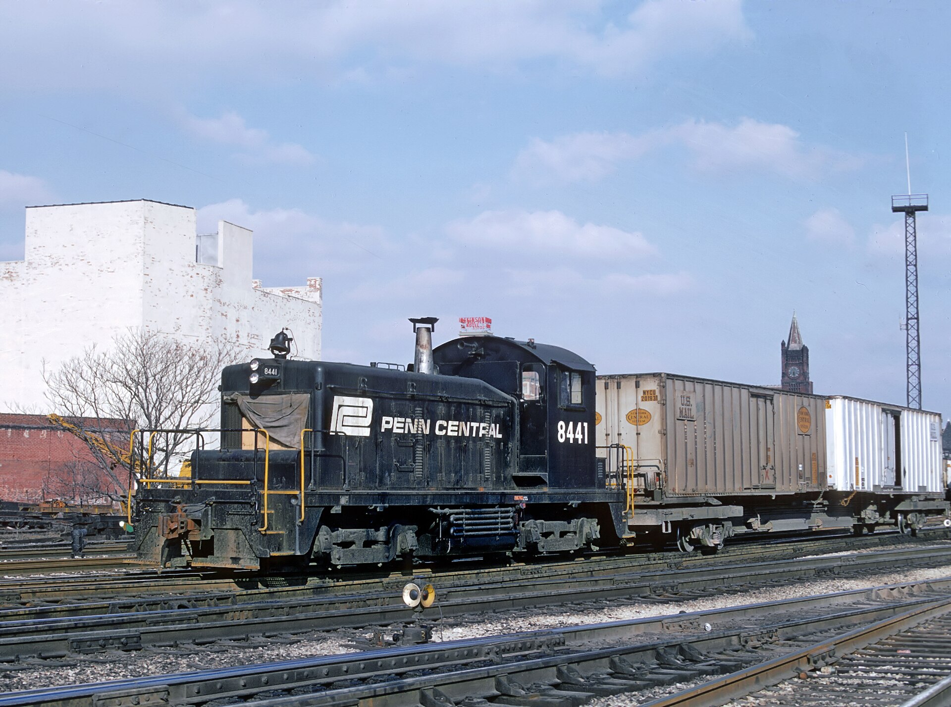 Penn Central SW1 diesel switcher locomotive no. 8441, Indianapolis, Indiana, March 1970