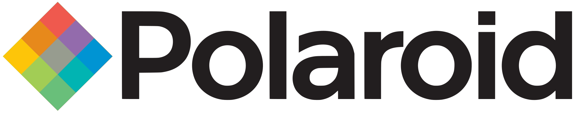 The Polaroid rainbow-stripe wordmark.
