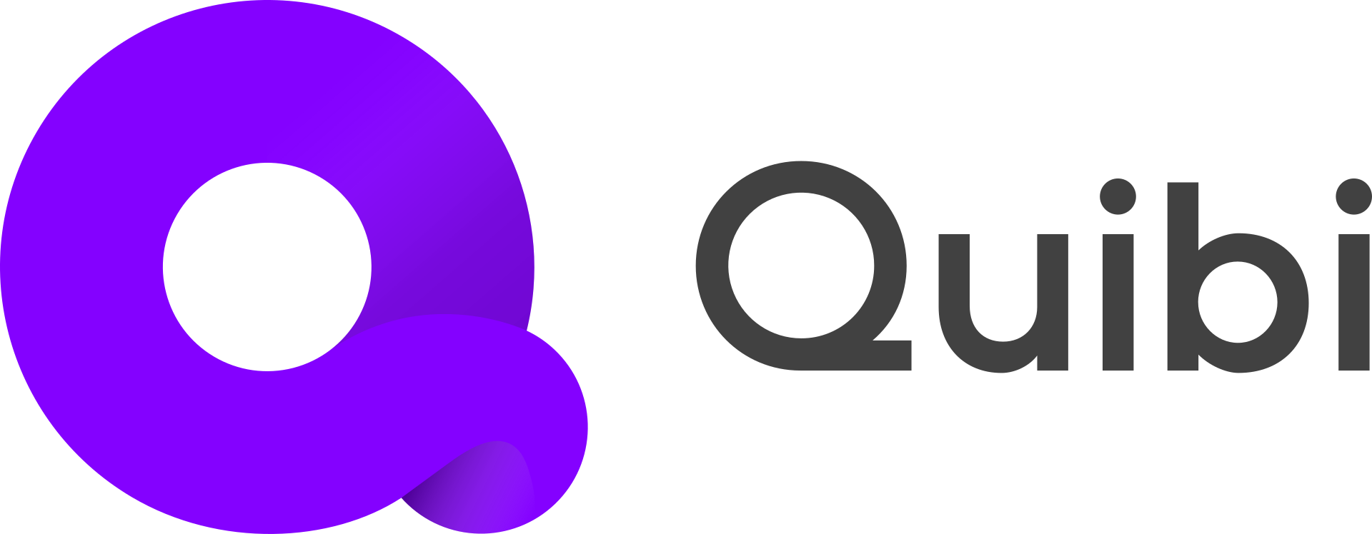 The Quibi purple wordmark logo.