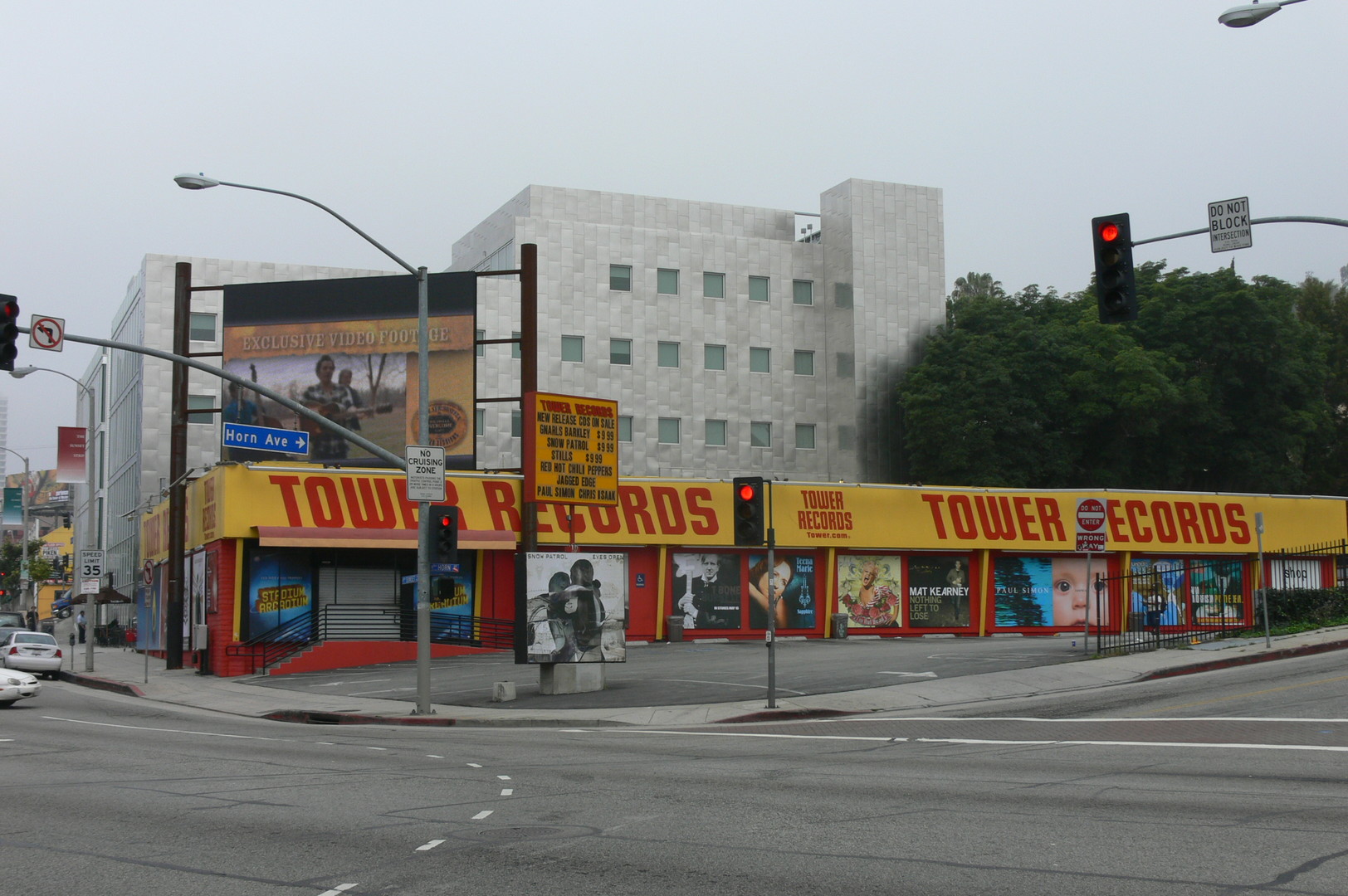 The Tower Records store on Sunset Boulevard, West Hollywood, photographed in 2006 shortly before it closed.
