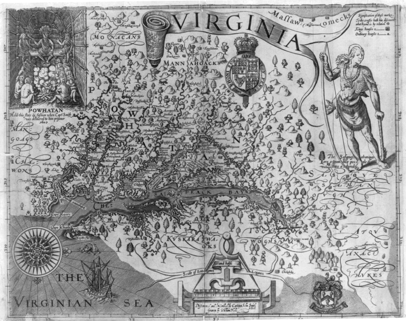 John Smith's 1612 map of Virginia, engraved by William Hole