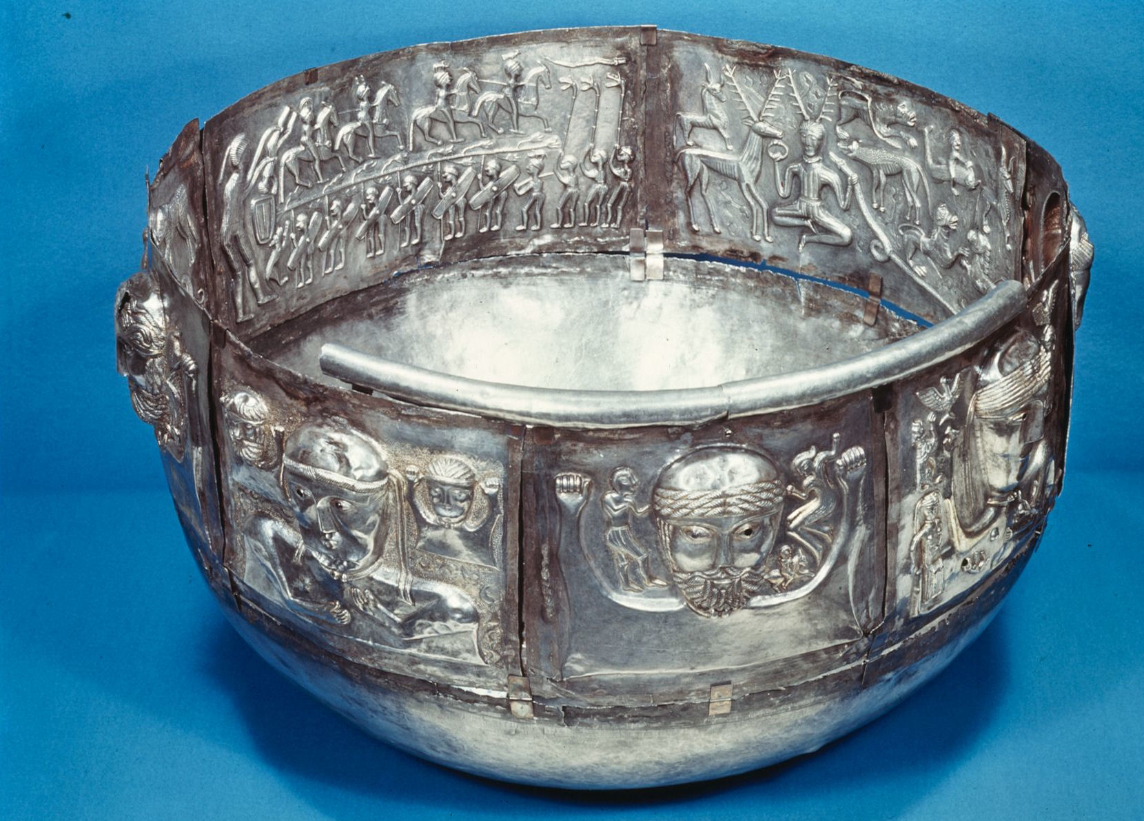 The Gundestrup Cauldron in full, a silver vessel found in a Jutland bog, National Museum of Denmark