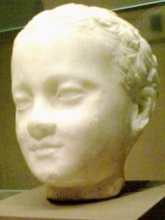 Votive marble head from the Temple of Eshmun at Bustan el-Sheikh, Lebanon, 4th century BCE; National Museum of Beirut