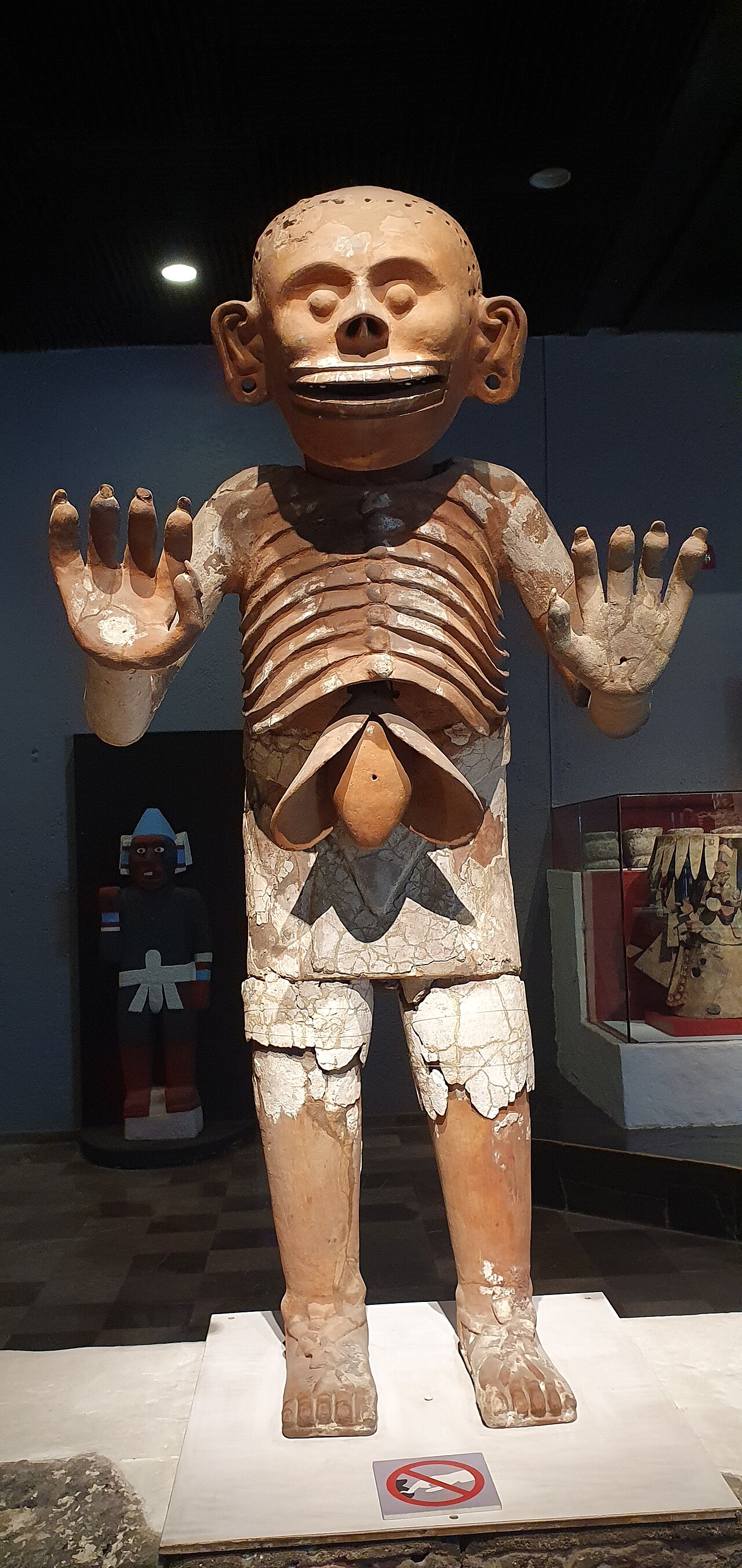 Sculpture of the Aztec death god Mictlantecuhtli in the Museo del Templo Mayor, Mexico City