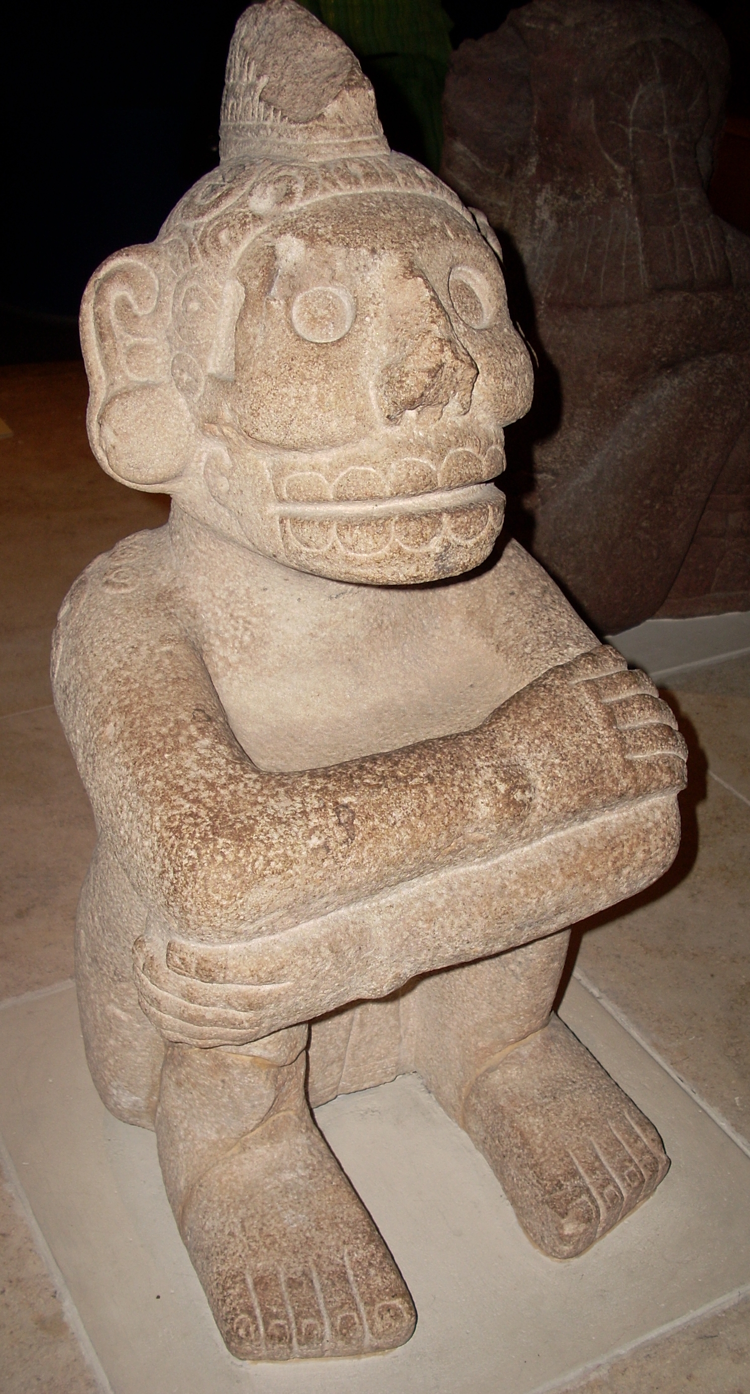Ceramic statuette of Mictlantecuhtli, Aztec lord of the dead, held in the British Museum.
