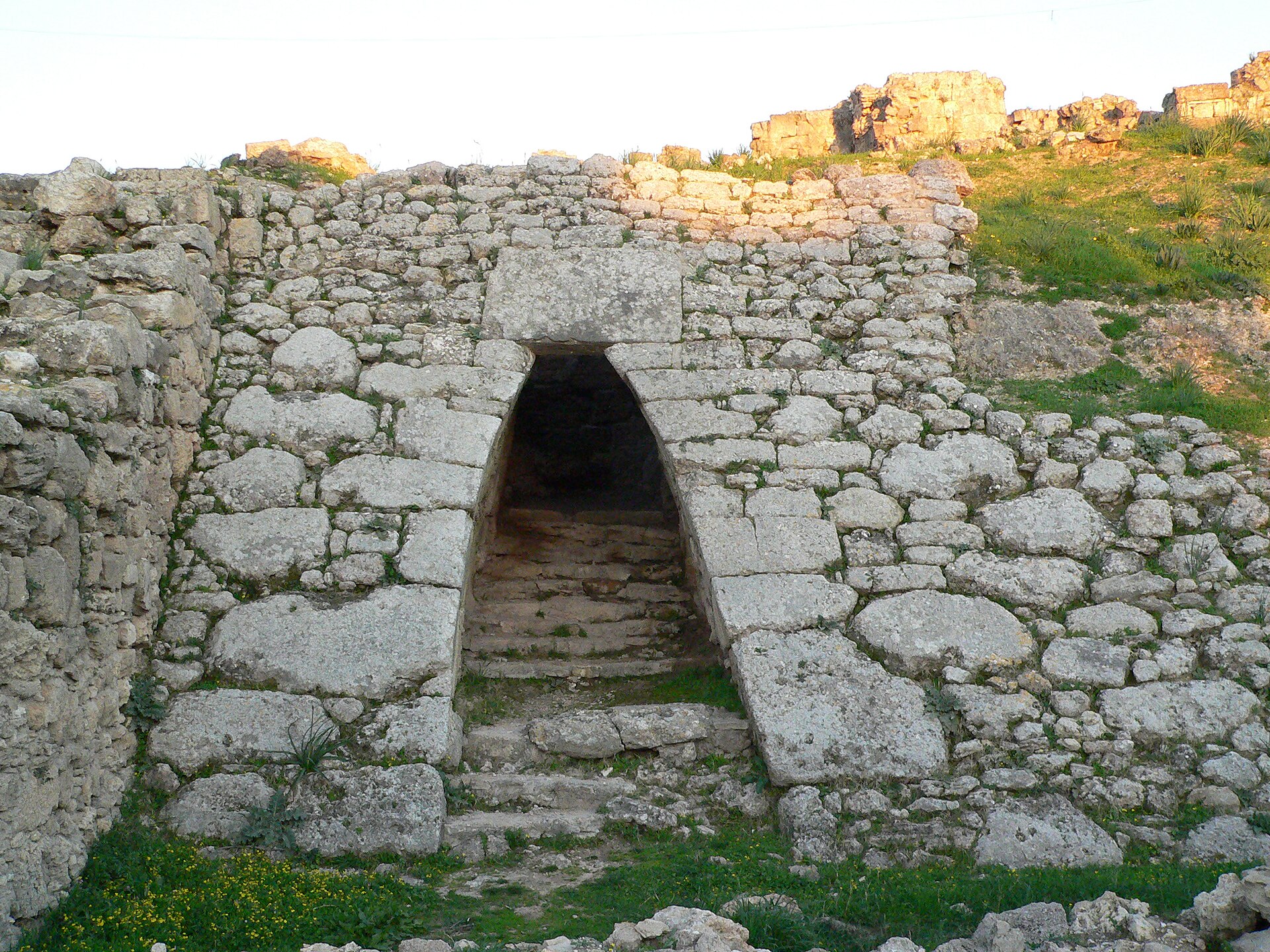 Stone palace entrance and corbel at the ruins of Ugarit (Ras Shamra), Syria