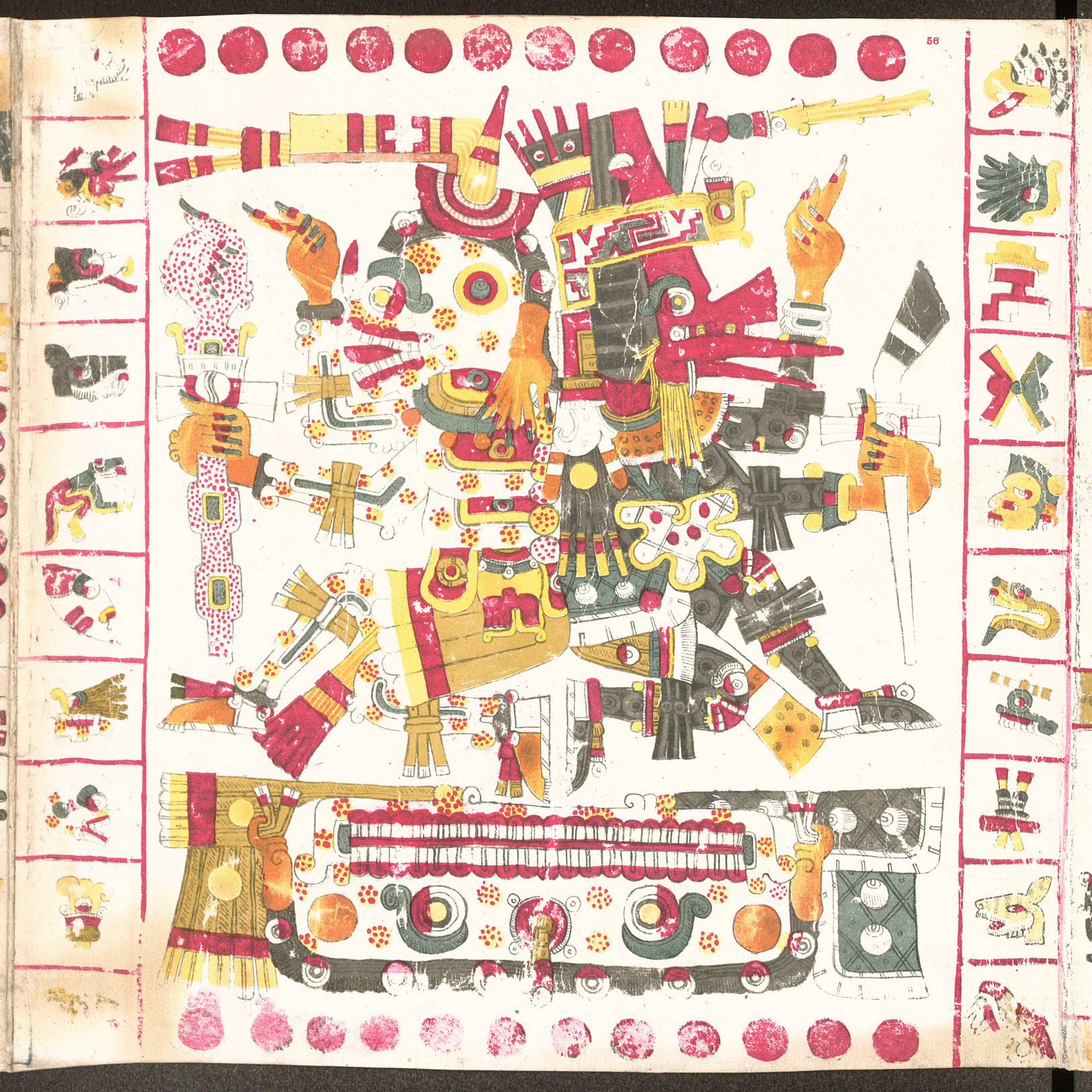 Page 56 of the pre-Columbian Codex Borgia depicting Quetzalcoatl