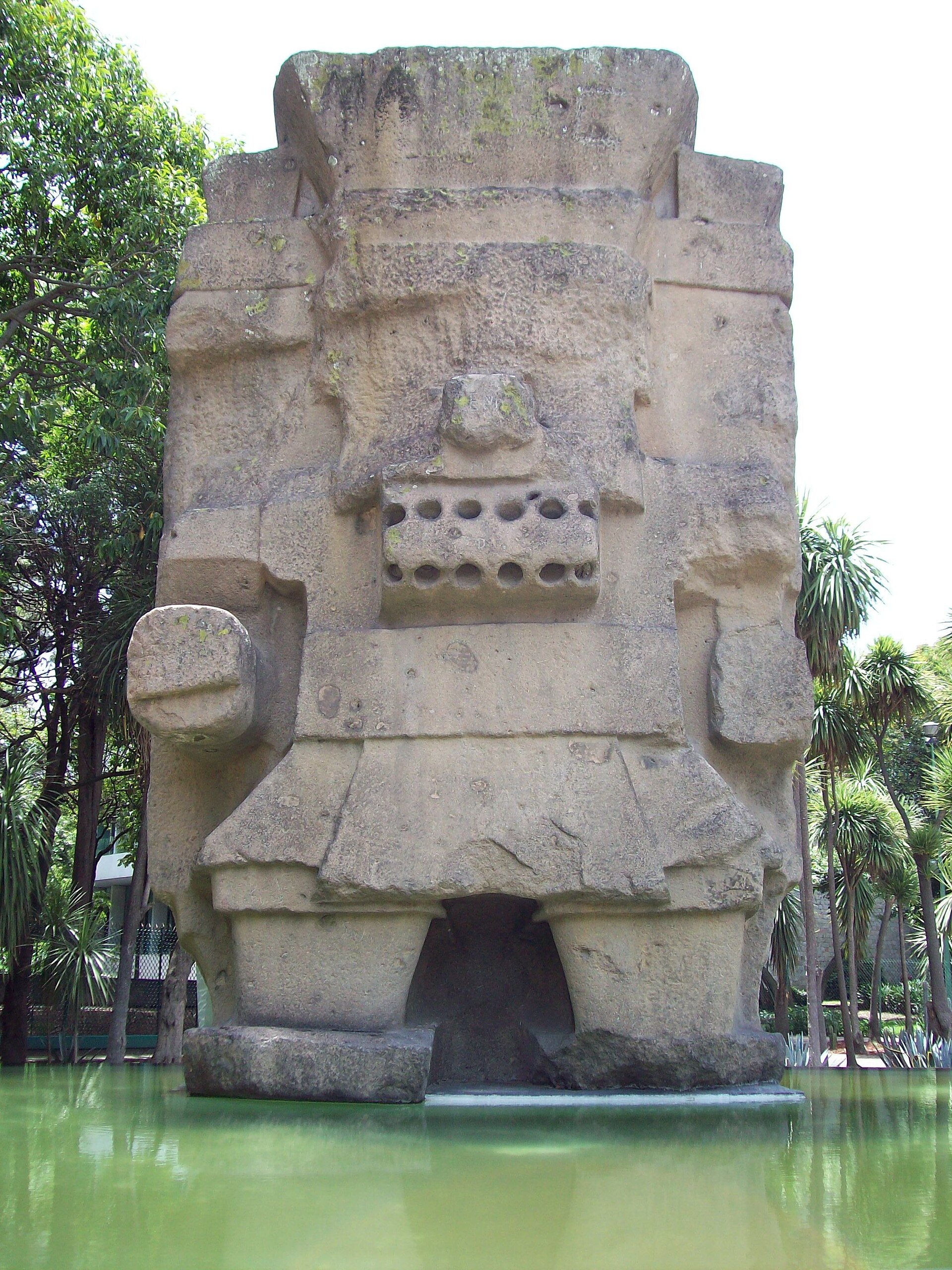 Colossal stone monolith of Tlaloc outside the National Museum of Anthropology, Mexico City