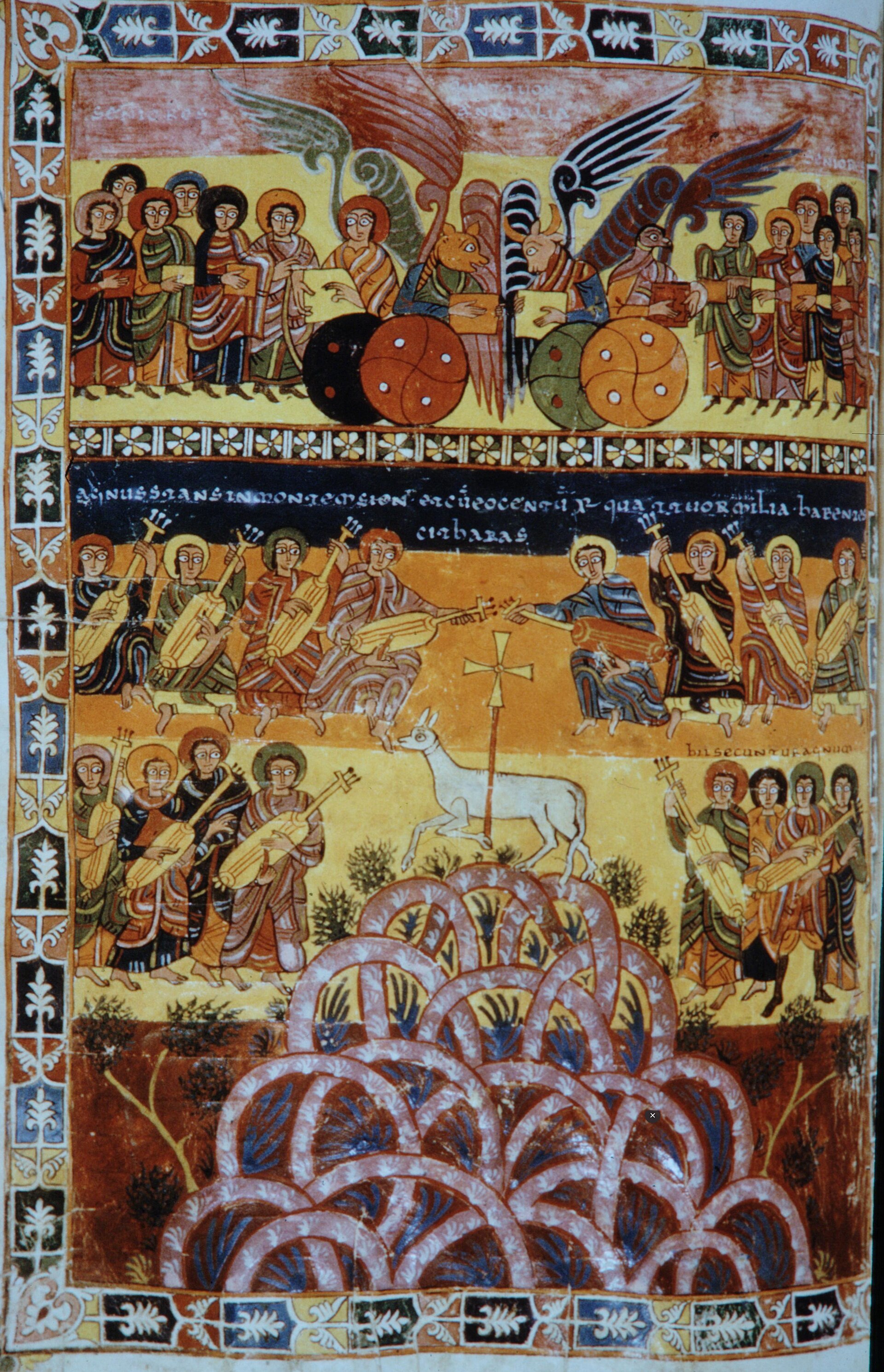 Folio 174v of the Morgan Beatus (Pierpont Morgan Library), illuminated by the Mozarabic scribe Maius, c. 940–945 CE