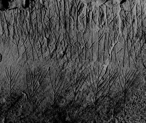 Norse runic inscriptions carved inside the Maeshowe chambered cairn, Orkney — written in Old Norse, the ancestor of Norn