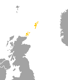 Map of Orkney and Shetland, the islands where Norn was spoken