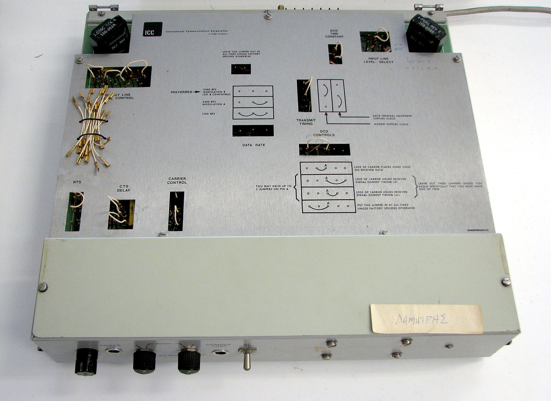 Vintage 2400 baud dial-up modem from the late 1970s or early 1980s