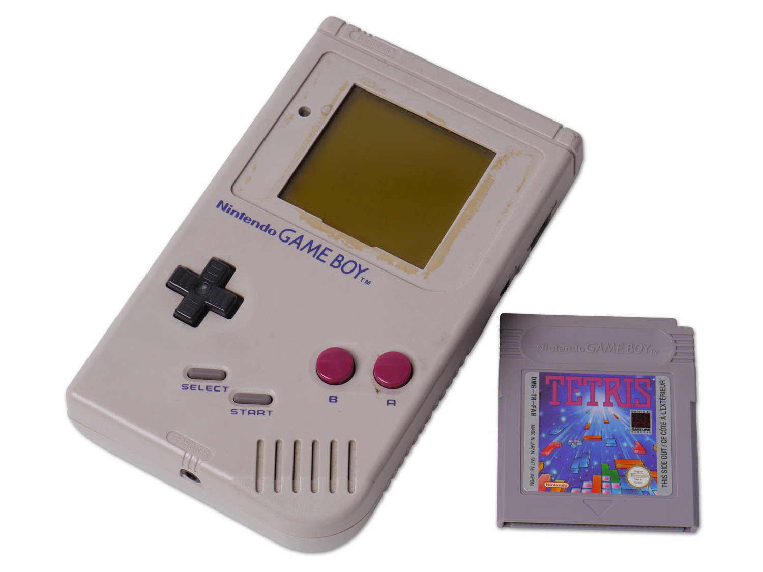 Nintendo Game Boy handheld console with a Tetris cartridge