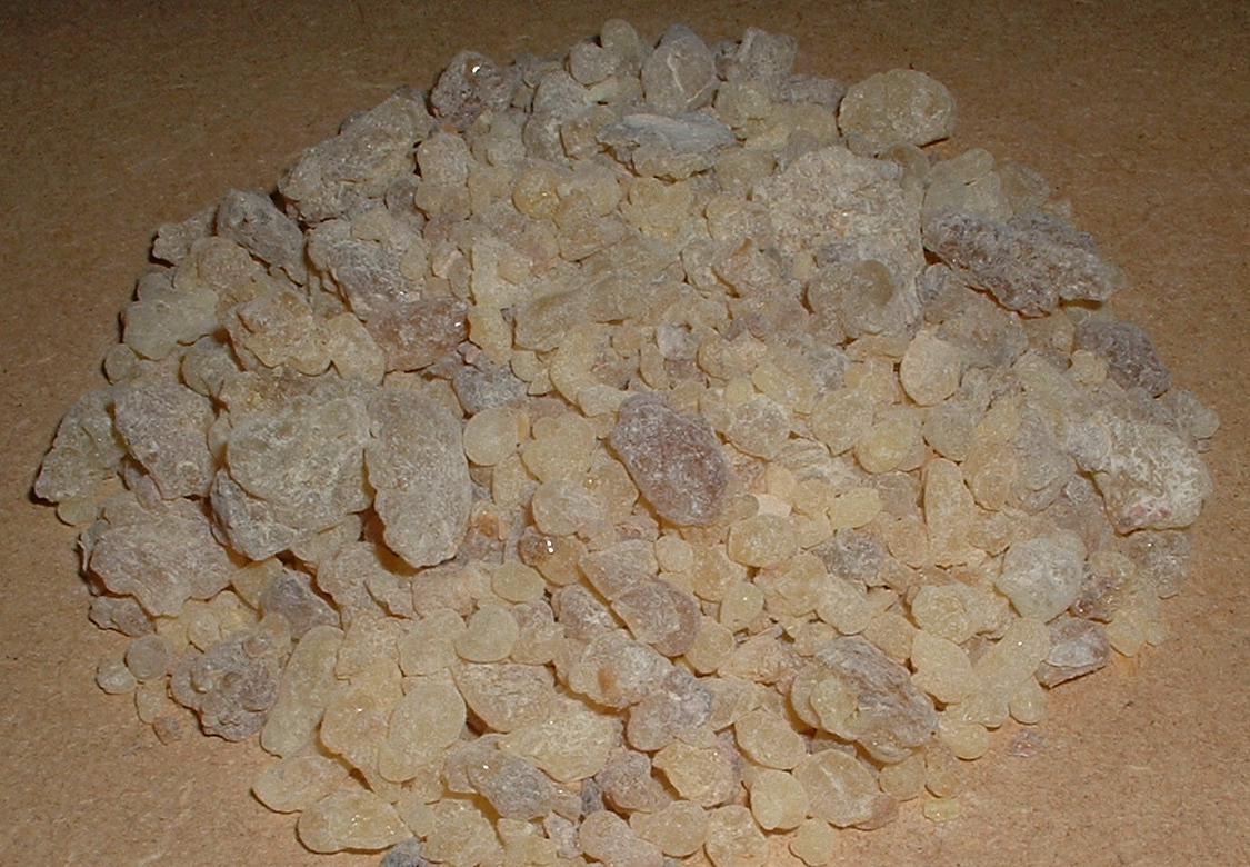 Pieces of frankincense resin, an ingredient of Temple incense