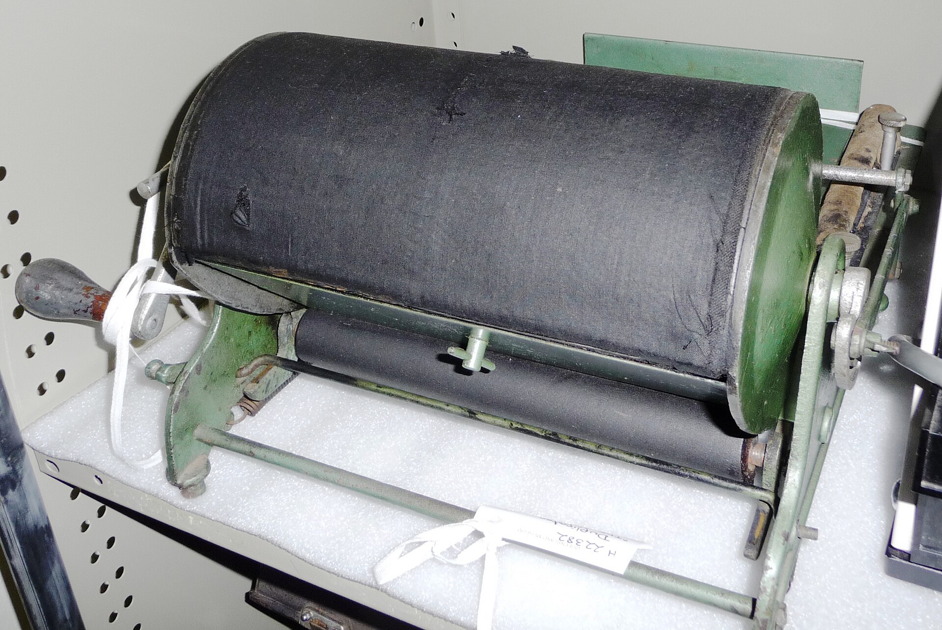 A National Duplicator mimeograph stencil-duplicating machine on museum display.