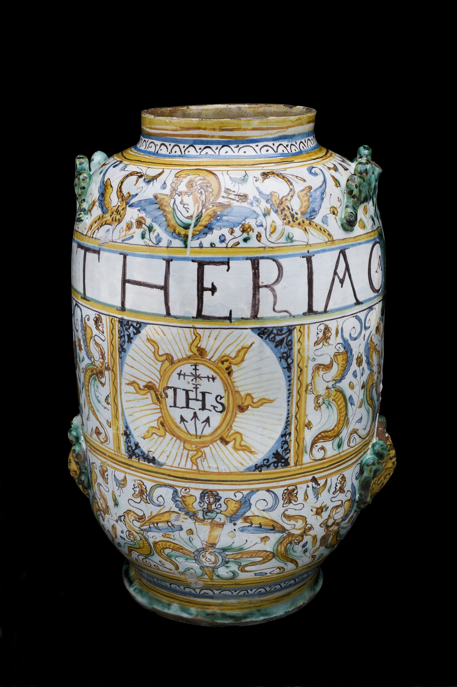 Albarello apothecary vase for theriac, Italy, 1641