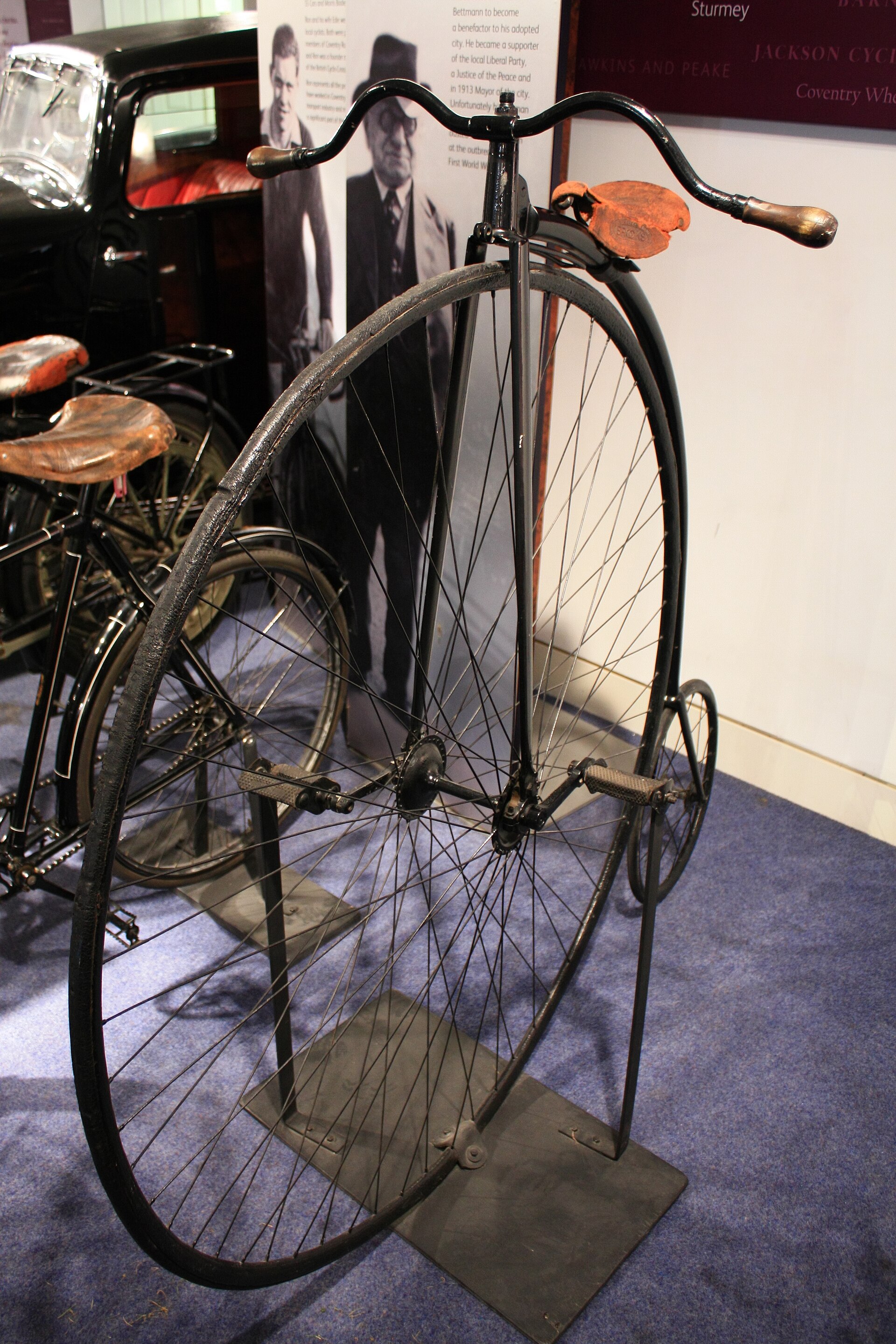 1885 Rudge penny-farthing bicycle preserved at the Coventry Transport Museum