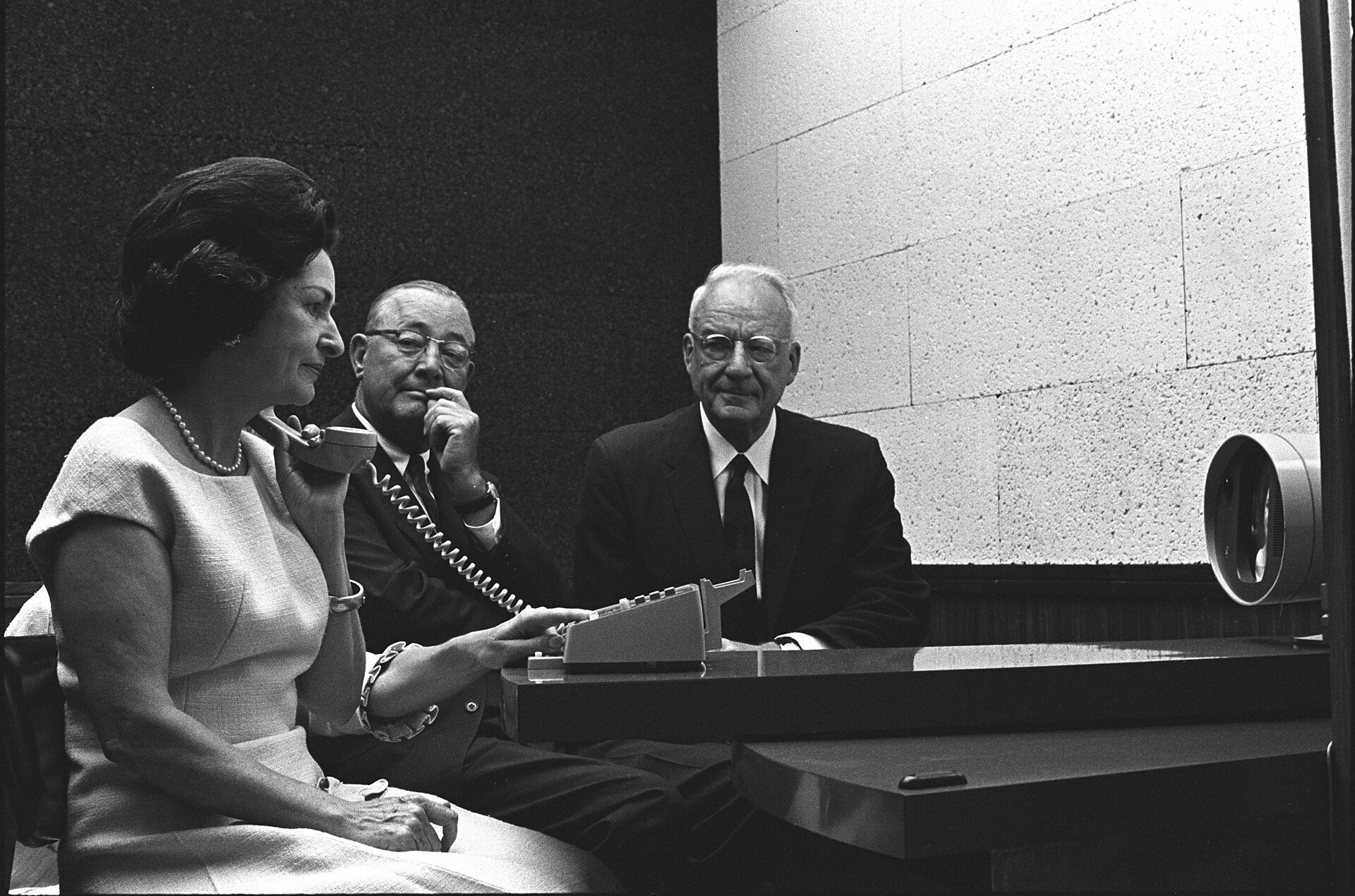 Lady Bird Johnson using AT&T Picturephone service