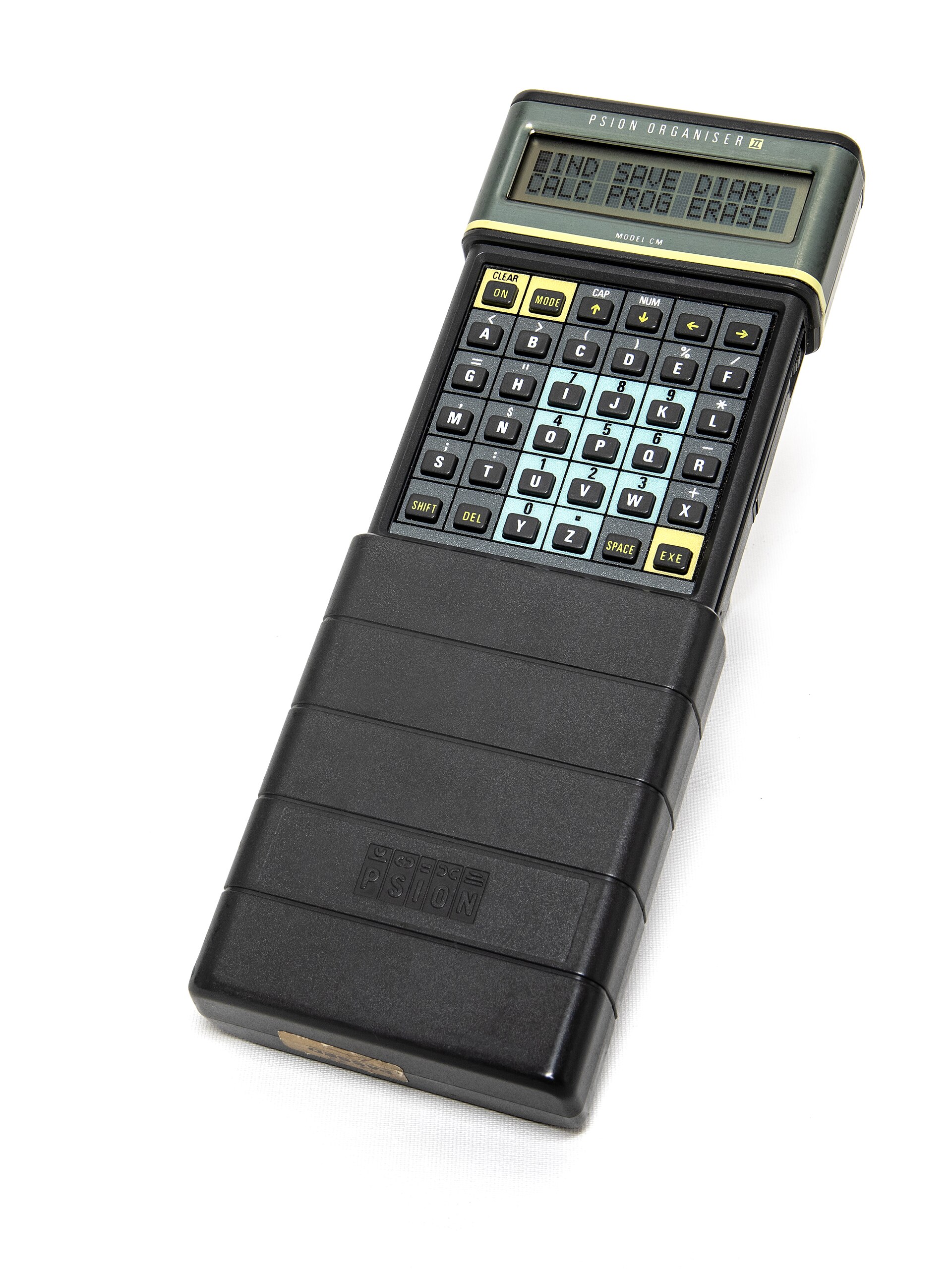 Psion Organiser II handheld electronic organizer, an early predecessor of the 1990s PDA