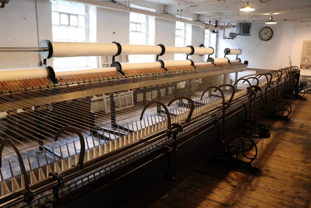Spinning mule on display at Quarry Bank Mill