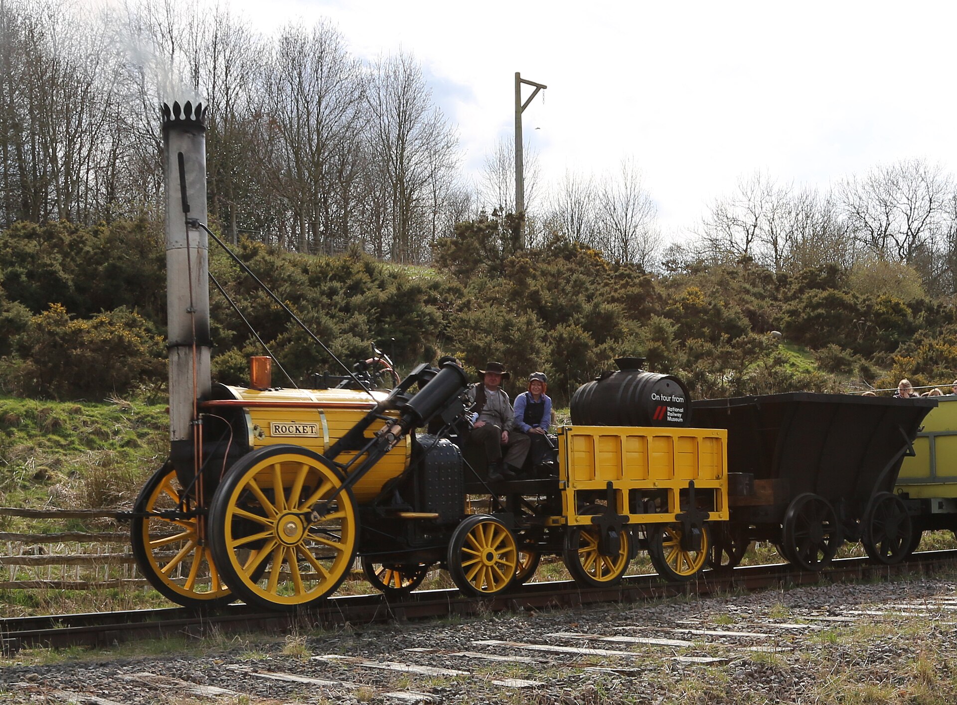 A working replica of Stephenson's Rocket, the 1829 locomotive