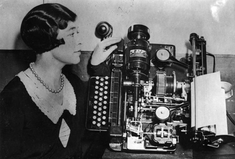A Creed Model 7 teleprinter connected to the telephone system, Germany, 1931
