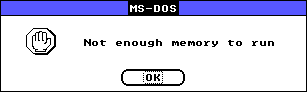 A Windows 2.0 format-drive error dialog, triggered by opening too many MS-DOS Executive windows