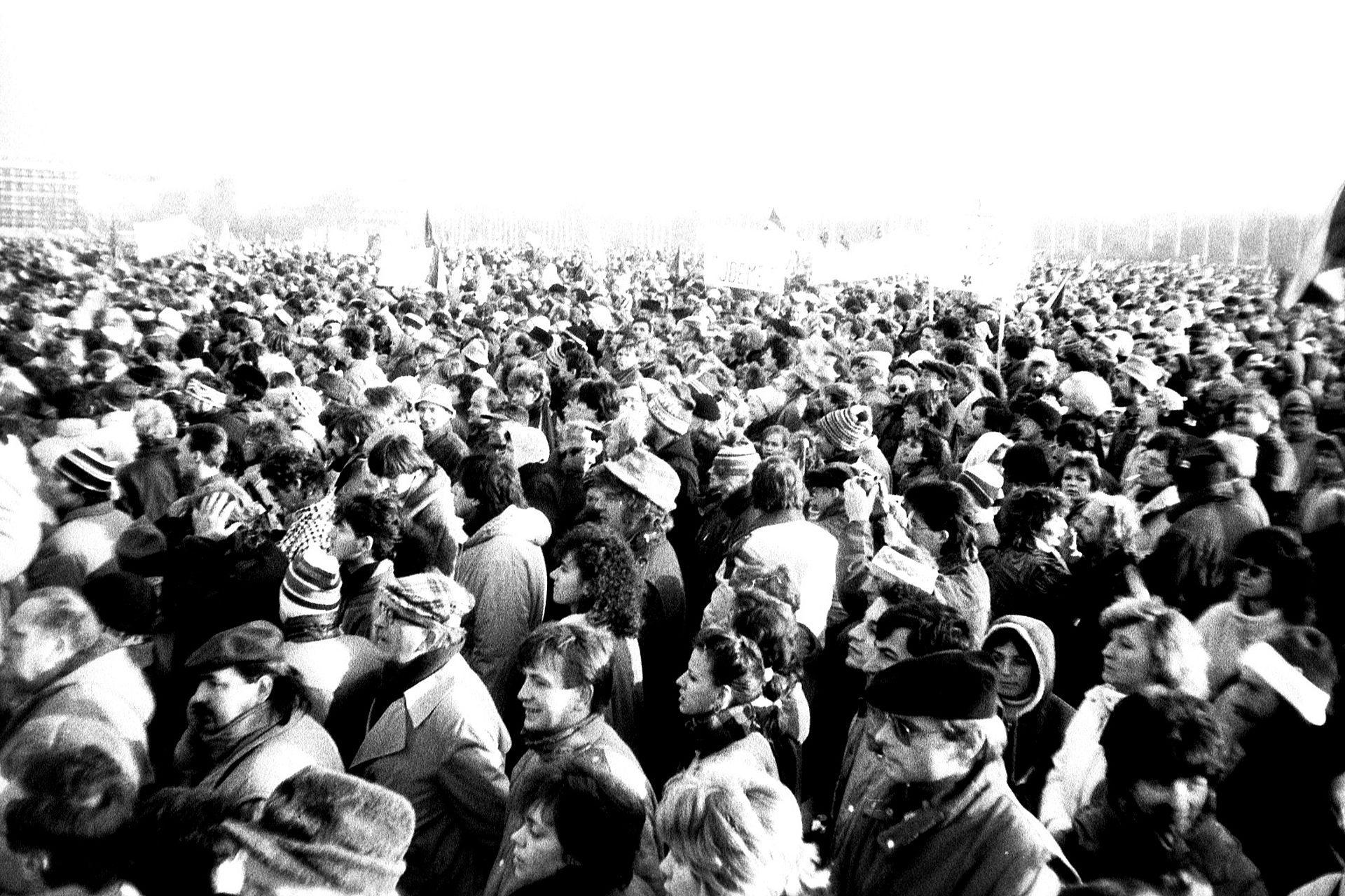 Massive crowd at Letná Plain in Prague during the Velvet Revolution, 25 November 1989
