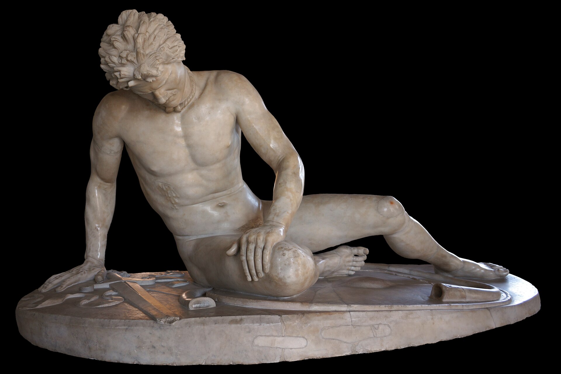 The Dying Gaul, a Roman marble copy of a Hellenistic bronze depicting a mortally wounded Gallic warrior, Capitoline Museums, Rome.