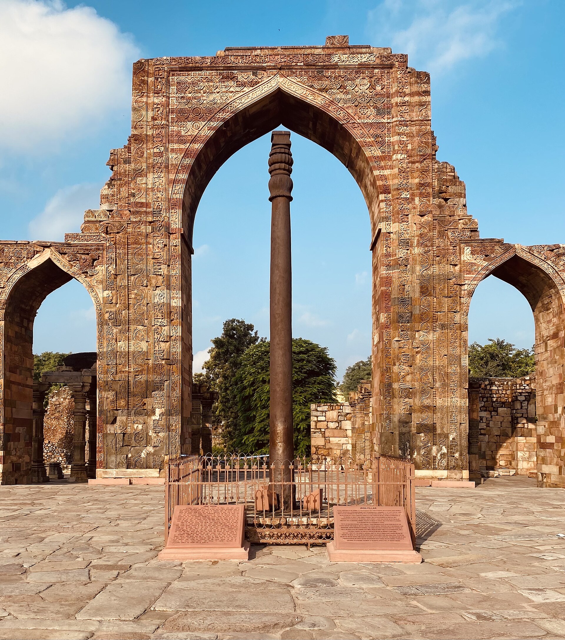 The rust-resistant Iron Pillar of Delhi, raised in the Gupta period