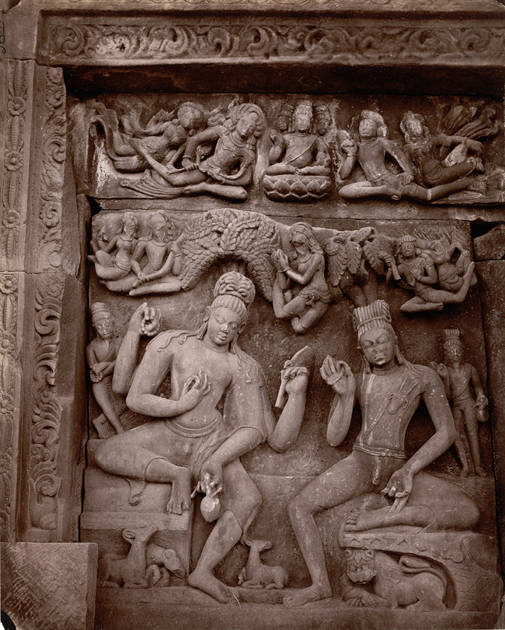 Sculpture panel on the Gupta-period Dashavatara temple at Deogarh, c. 500 CE, in an 1875 photograph.