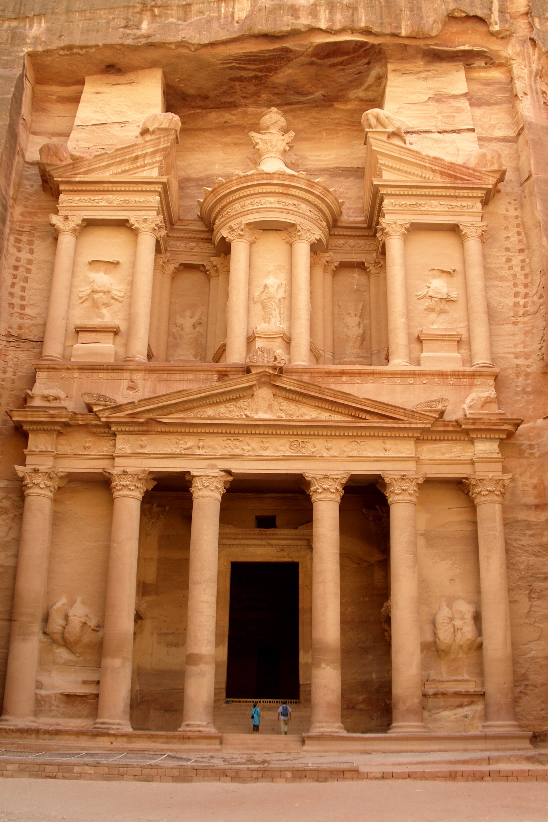 Al-Khazneh (the Treasury), the rock-cut Nabataean monumental tomb facade at Petra, Jordan