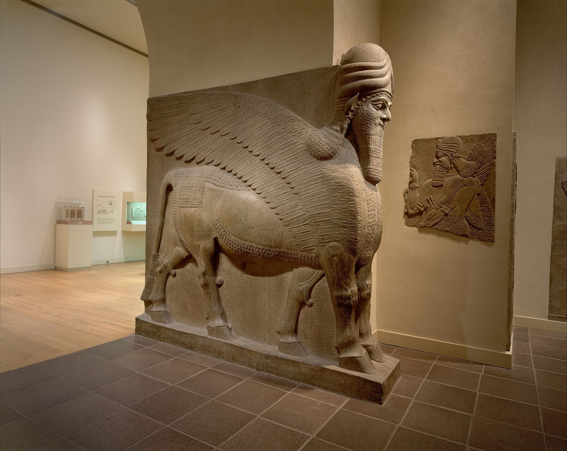 A human-headed winged bull (lamassu), Neo-Assyrian, Metropolitan Museum of Art