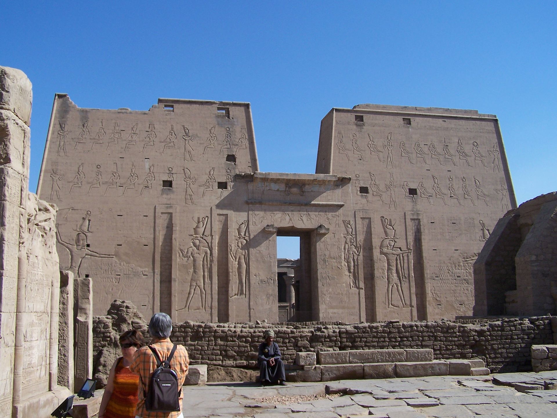 The Temple of Horus at Edfu, a Ptolemaic-period sandstone temple completed 57 BCE, Upper Egypt.