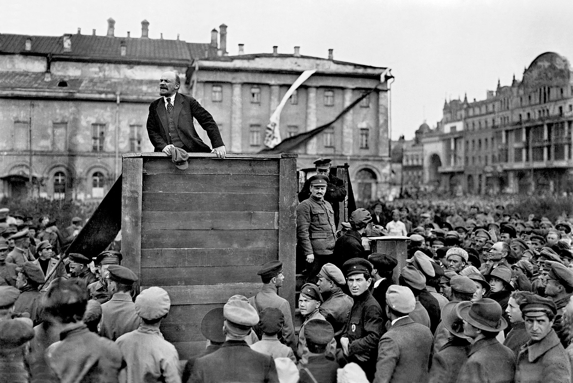 Vladimir Lenin addressing a crowd in Moscow, May 1920