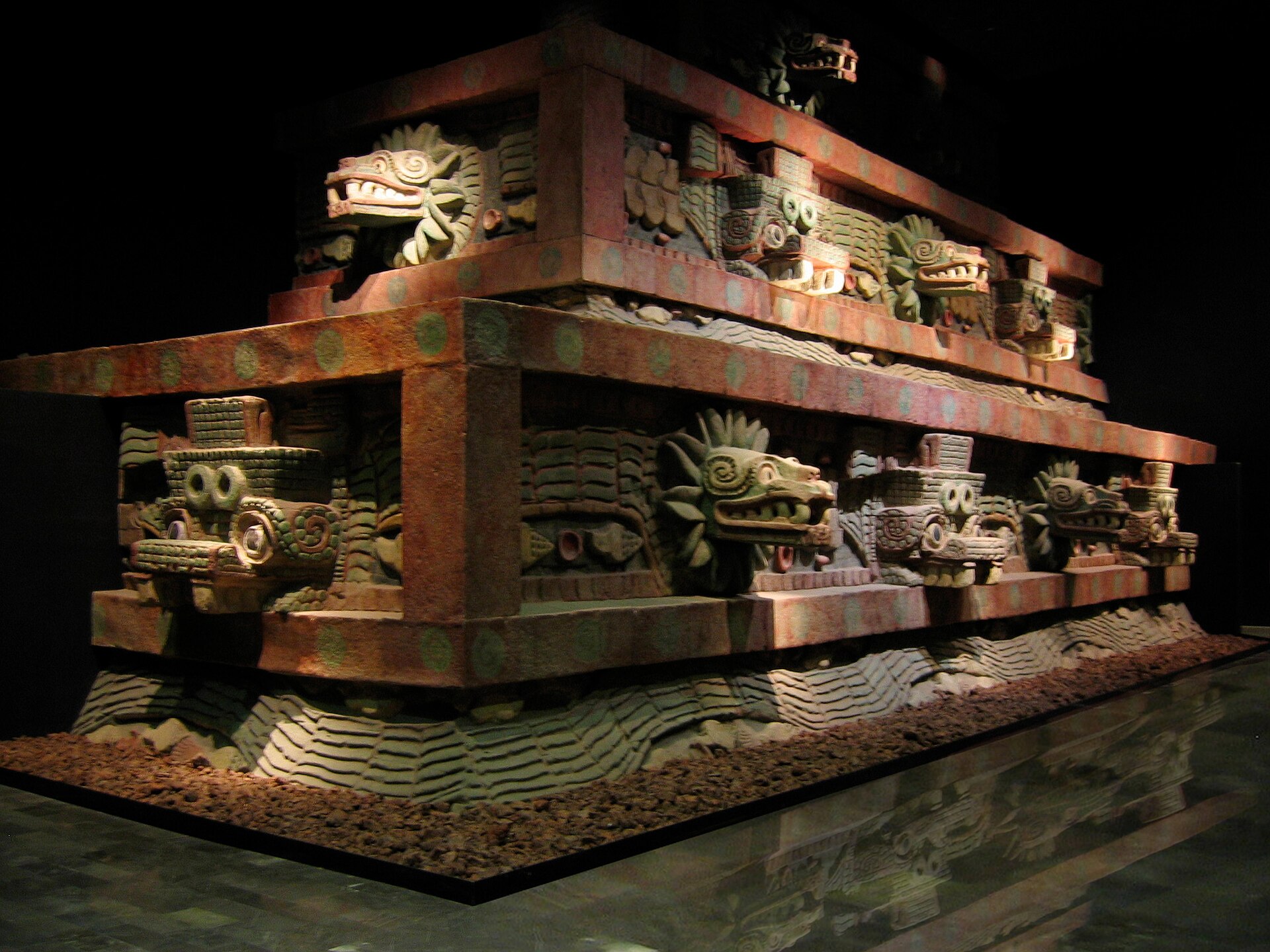 Feathered Serpent heads on the Temple of Quetzalcoatl, Teotihuacan
